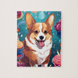 Cute Grattis på födelsedagen Corgi Hund Pussel