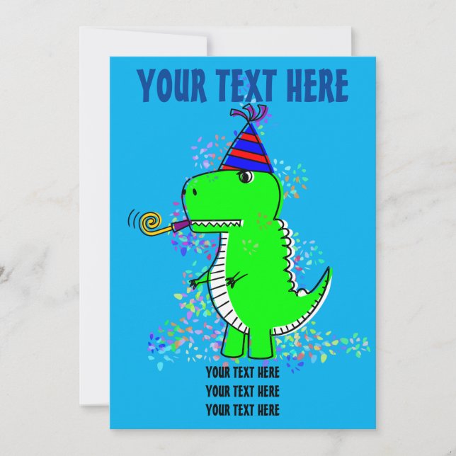 Cute Grattis på födelsedagen Dinosaur Confetti Inbjudningar (Framsida)