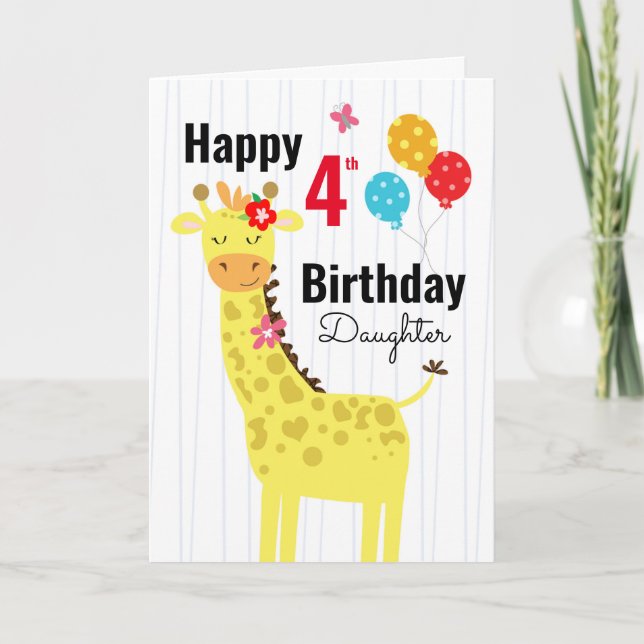 Cute Grattis på födelsedagen Giraffe-dotter Kort (Framsida)