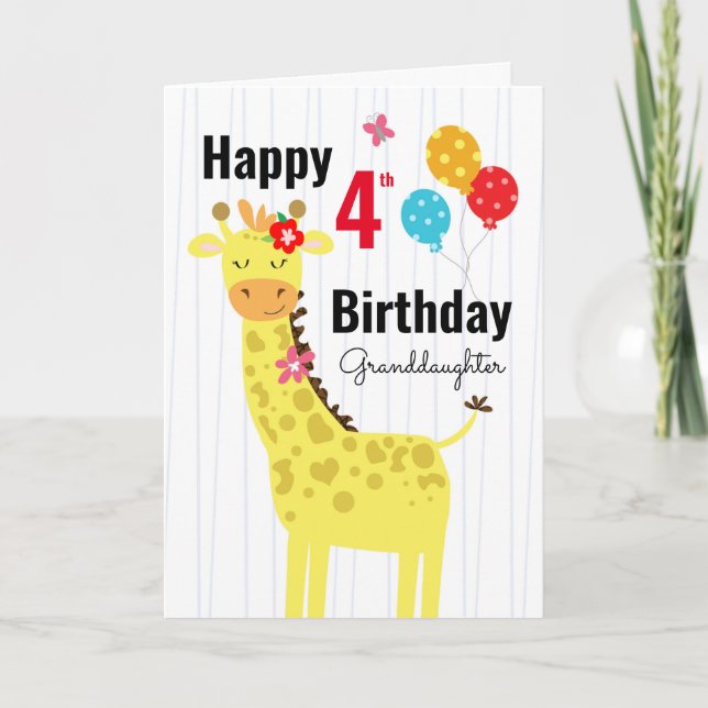 Cute Grattis på födelsedagen Giraffe Granddotter Kort (Framsida)