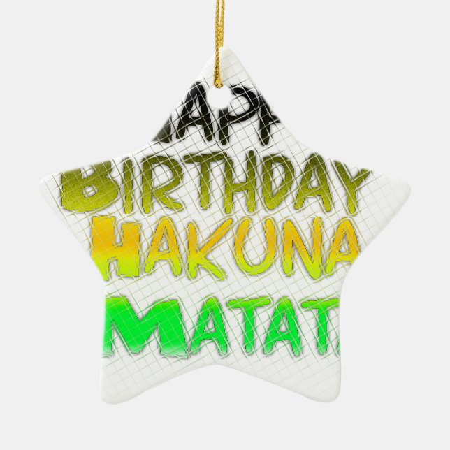 Cute Grattis på födelsedagen Hakuna Matata eco Ins Julgransprydnad Keramik (Framsidan)