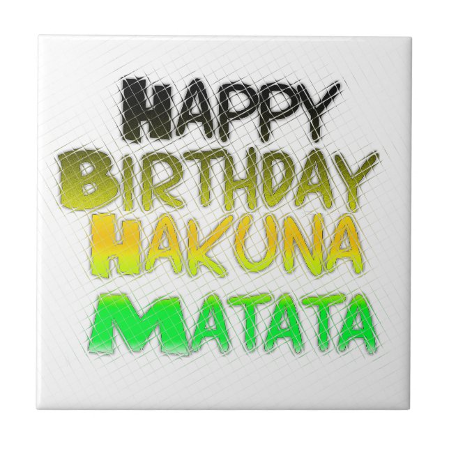 Cute Grattis på födelsedagen Hakunamatata-inspirat Kakelplatta (Framsidan)