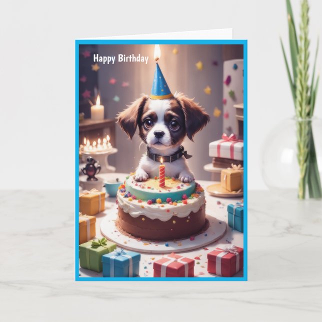 Cute Grattis på födelsedagen Hund Kort (Framsida)