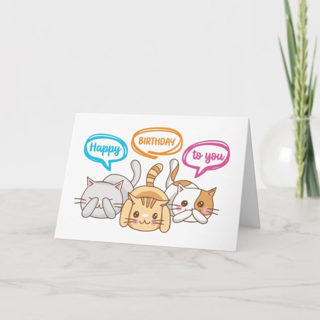 Cute Grattis på födelsedagen Kittens Funny Cat Lov Kort (Framsida)