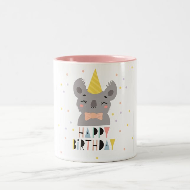 Cute Grattis på födelsedagen Koala Två-Tonad Mugg (Center)