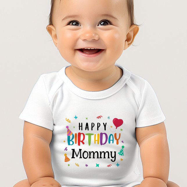 Cute Grattis på födelsedagen Mamma T Shirt (Happy Birthday Mommy Baby Bodysuits - Adorable Designs for Mom's Big Day!)