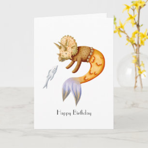 Cute Grattis på födelsedagen med Triceratops Sjöju Kort