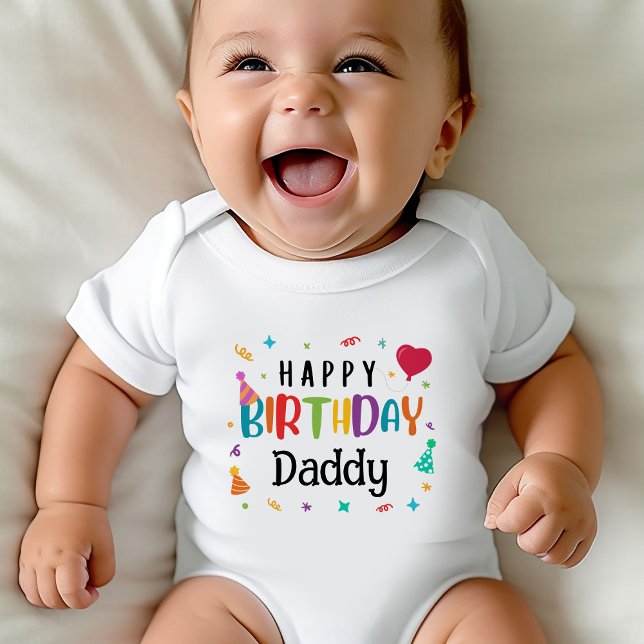 Cute Grattis på födelsedagen pappa T Shirt (Happy Birthday Daddy Baby Bodysuits - Adorable Designs for Daddy's Big Day!)