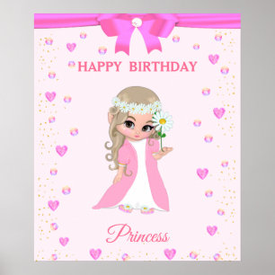 Cute Grattis på födelsedagen Princess & Gems on Ro Poster