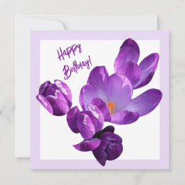 Cute Grattis på födelsedagen söt lila crocus blom Kort