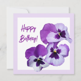 Cute Grattis på födelsedagen söt lila Pansy blommi Kort