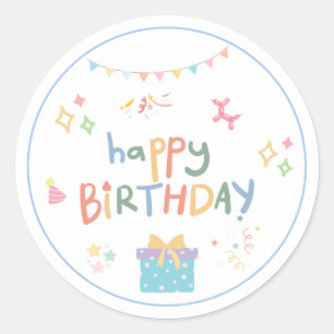 Cute Grattis på födelsedagen Sticker Runt Klistermärke