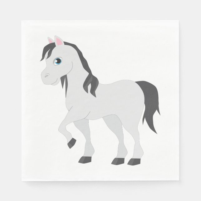 Cute Gray Pony Cartoon Whimsical Horse Pappersservett (Framsidan)