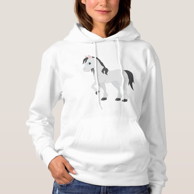 Cute Gray Pony Cartoon Whimsical Horse T Shirt (Framsida)