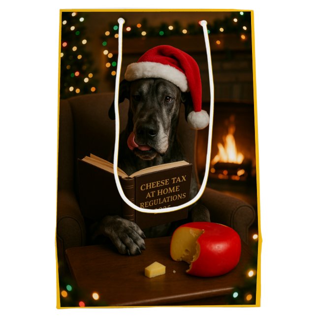 Cute Great Dane Cheese Tax Christmas gift bag  (Baksidan)