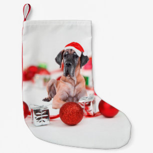 Cute Great dane Hund jultomten Hat Liten Julstrumpa