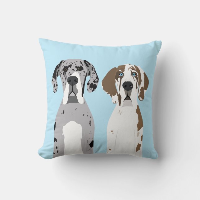 Cute Great dane Hundar Blue Kudde (Framsida)