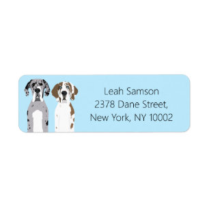 Cute Great dane Hundar Blue Returadress Etikett