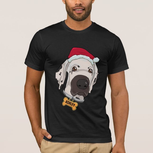 Cute Great dane jul Hat Big Hund Big T Shirt (Framsida)