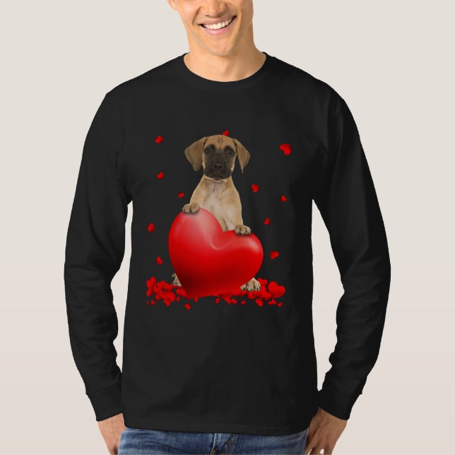 Cute Great Dane Valentine Hearts  Dogs Hug Heart L T Shirt (Framsida)