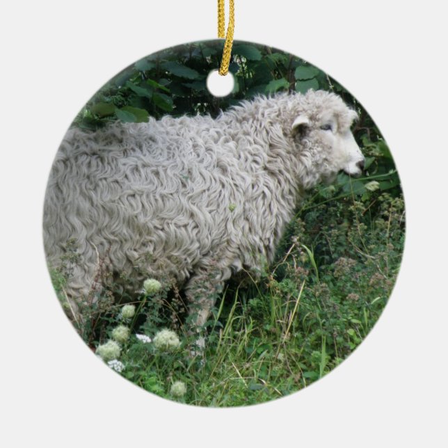 Cute Greedy Sheep EEG Julgransprydnad Keramik (Framsidan)