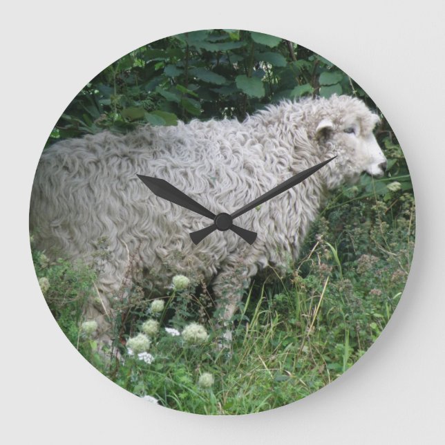 Cute Greedy Sheep EWall Clock Stor Klocka (Framsida)