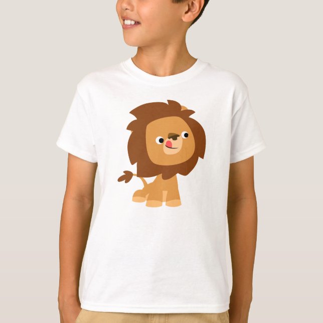 Cute Greedy Tecknad Lejon Children T-Shirt (Framsida)