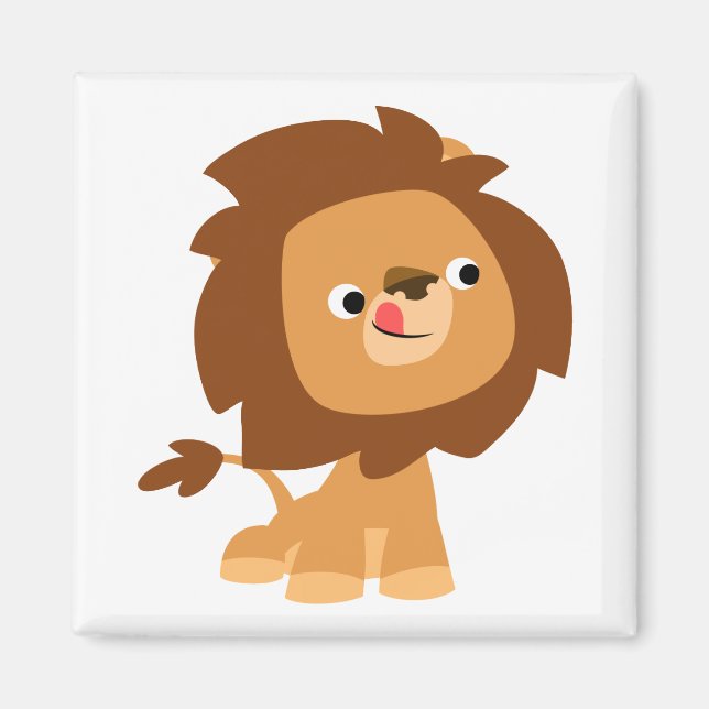 Cute Greedy Tecknad Lejon Magnet (Framsidan)