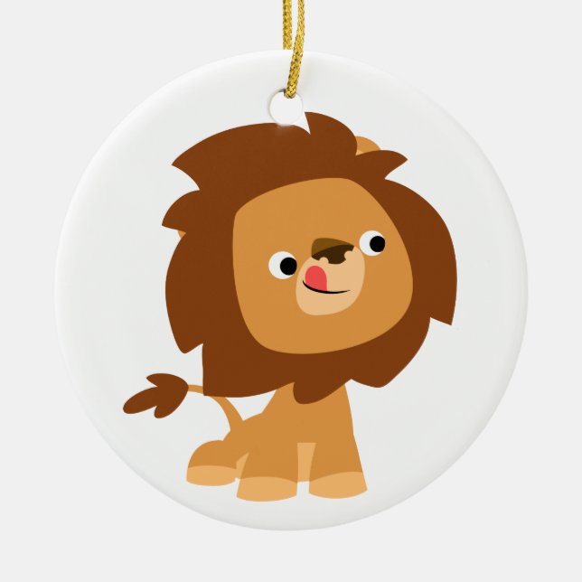 Cute Greedy Tecknad Lejon Ornament (Framsidan)