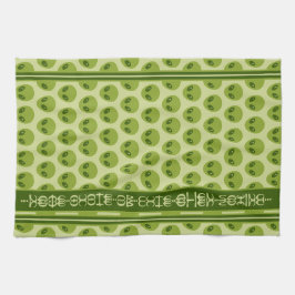 Cute Green Alien Pattern with Your Name in Glyphs Kökshandduk