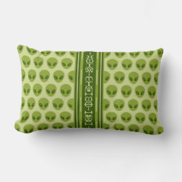 Cute Green Alien Pattern with Your Name in Glyphs Lumbarkudde