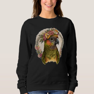 Cute Green Cheek Conure Parrot Bird Flower Crown P T Shirt
