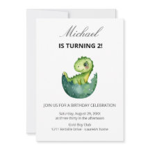 Cute Green Dinosaur 2nd Birthday Party