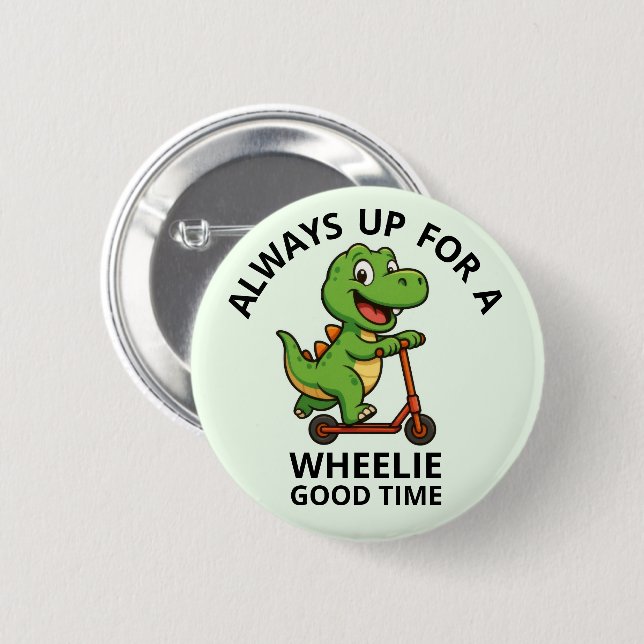 Cute Green Dinosaur Knapp (Framsida & baksida)