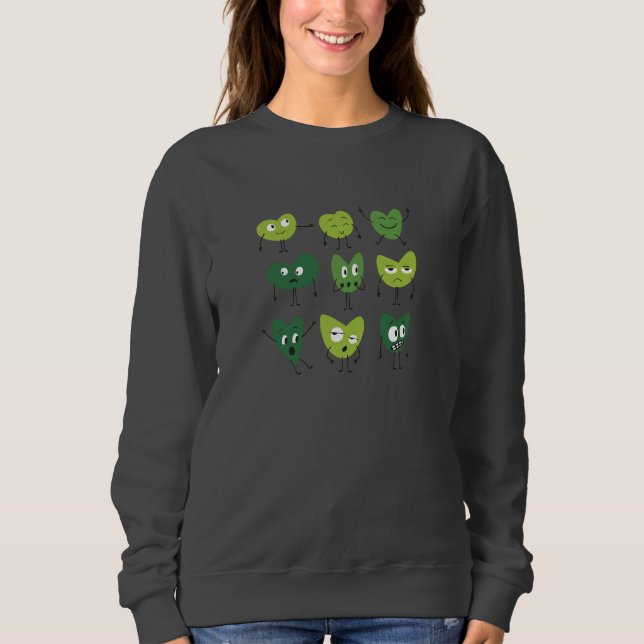 Cute Green Heart Faces  valentine day minimalist T Shirt (Framsida)