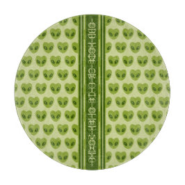 Cute Green Heart-Shaped Alien Your Name in Glyphs