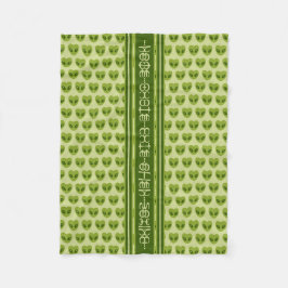 Cute Green Heart-Shaped Alien Your Name in Glyphs Fleecefilt