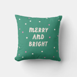 Cute Green Merry & Bright Confetti Christmas Kudde