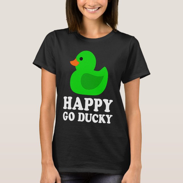 Cute Green Rubber Duck Lover Lucky Go Ducky Funny  T Shirt (Framsida)