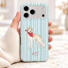 Cute green Striped Borzoi Dog monogram