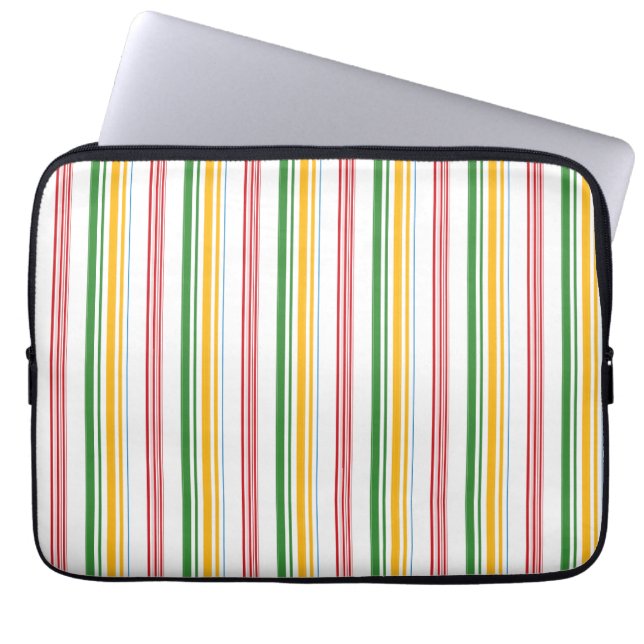 Cute green yellow stripes laptop fodral (Framsidan)