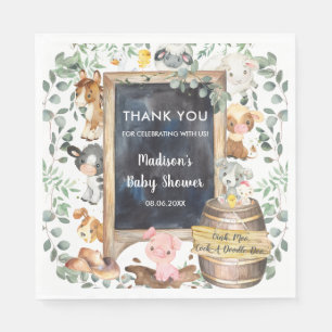 Cute Greenery Boskap Birthday Baby Shower Pappersservett