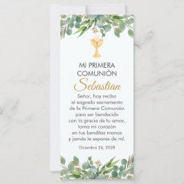 Cute Greenery First Communion Bookmark på spanska