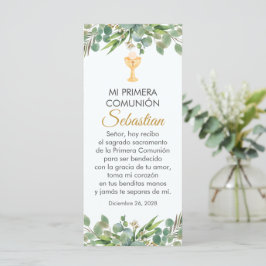 Cute Greenery First Communion Bookmark på spanska