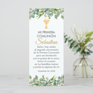 Cute Greenery First Communion Bookmark på spanska