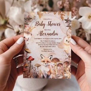 Cute Greenery Forest Animals Woodland Baby Shower Inbjudningar