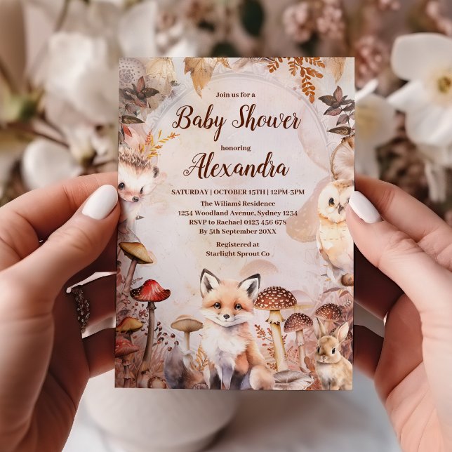 Cute Greenery Forest Animals Woodland Baby Shower Inbjudningar (Skapare uppladdad)
