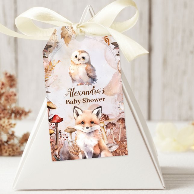 Cute Greenery Forest Animals Woodland Baby Shower Presentetikett (Skapare uppladdad)