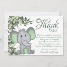 Cute Greenery Gender Neutral Elephant Baby Shower