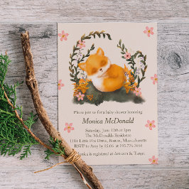 Cute Greenery Little Fox Baby Shower Inbjudningar